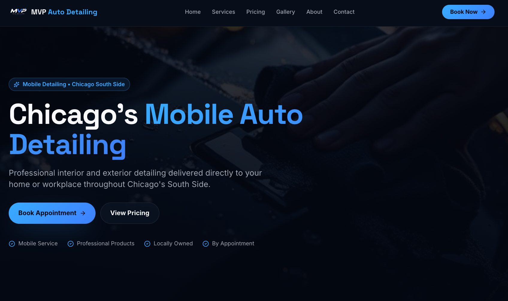 MVP Auto Detailing website homepage